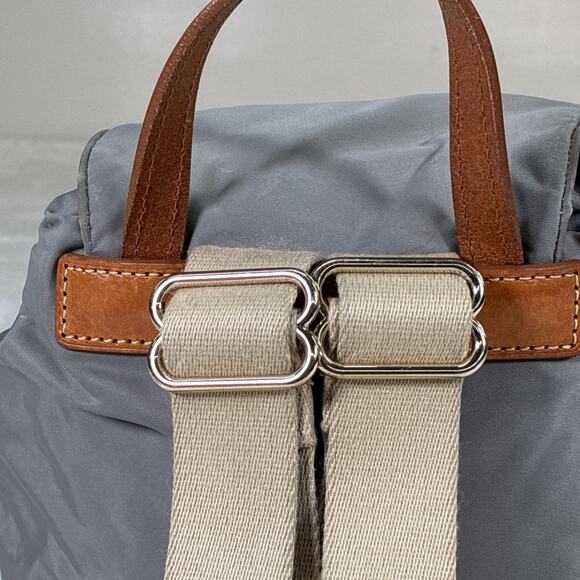 Dooney & Bourke Nylon Drawstring Backpack Gray Leather Trim Tassels Bnfts Chrty main image 10